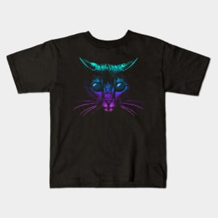 Blue Alien Cat Face Area 51 Kids T-Shirt